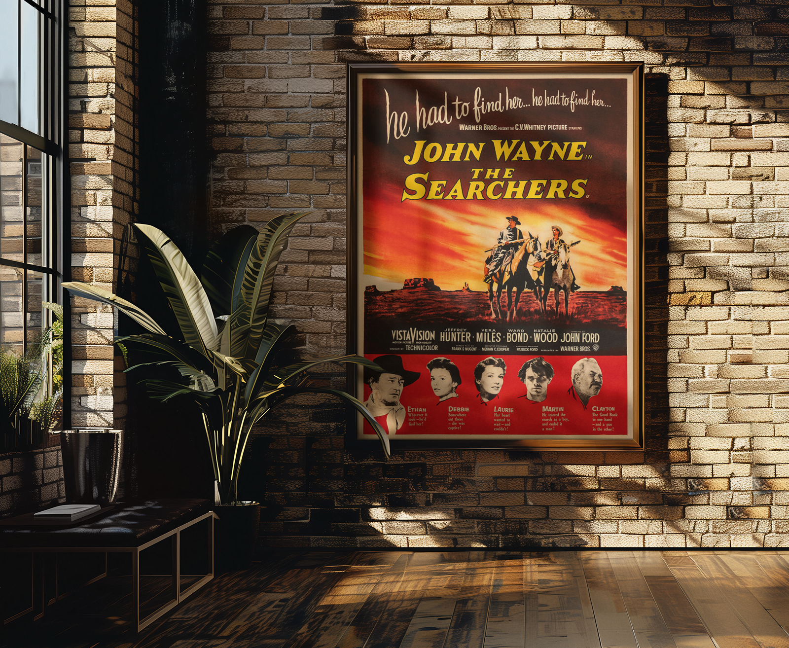 The Searchers Movie Poster Classic 50s Western, Retro John Wayne Film The Searchers Movie Poster Classic 50s Western, Retro John Wayne Film