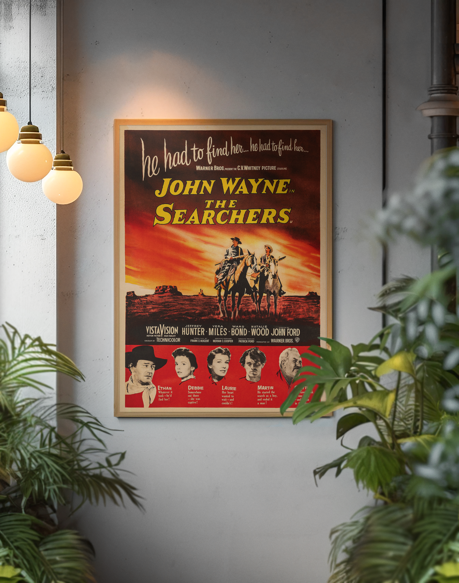 The Searchers Movie Poster Classic 50s Western, Retro John Wayne Film The Searchers Movie Poster Classic 50s Western, Retro John Wayne Film