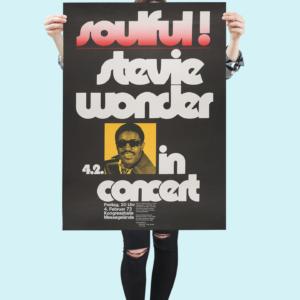 Stevie Wonder Live 1972 – Retro Motown Concert Poster, Soul Music Wall Print
