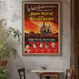 The Searchers Movie Poster Classic 50s Western, Retro John Wayne Film