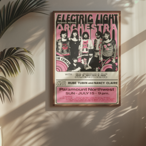 ELO 70s Rock Poster Electric Light Orchestra Vintage Wall Art