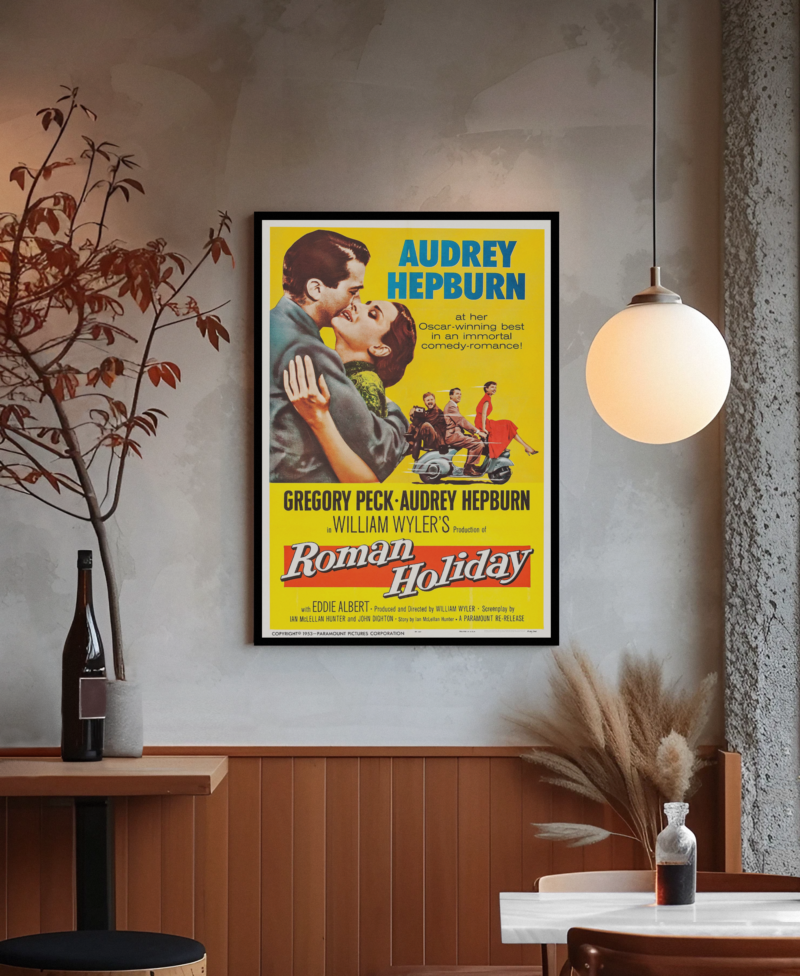 Roman Holiday 1953 Movie Poster – Vintage Audrey Hepburn & Gregory Peck ...