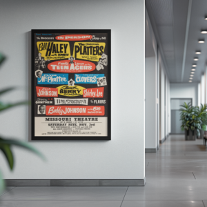 50s Rock n Roll Legends Poster – Chuck Berry & Bill Haley Concert Art