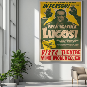 The Tell-Tale Heart Poster – Vintage Horror Star Bela Lugosi, Edgar Allan Poe Play