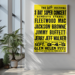 US Festival Concert Poster 1982 with Fleetwood Mac, Jackson Browne, Jimmy Buffet and Jerry Jeff Walker.