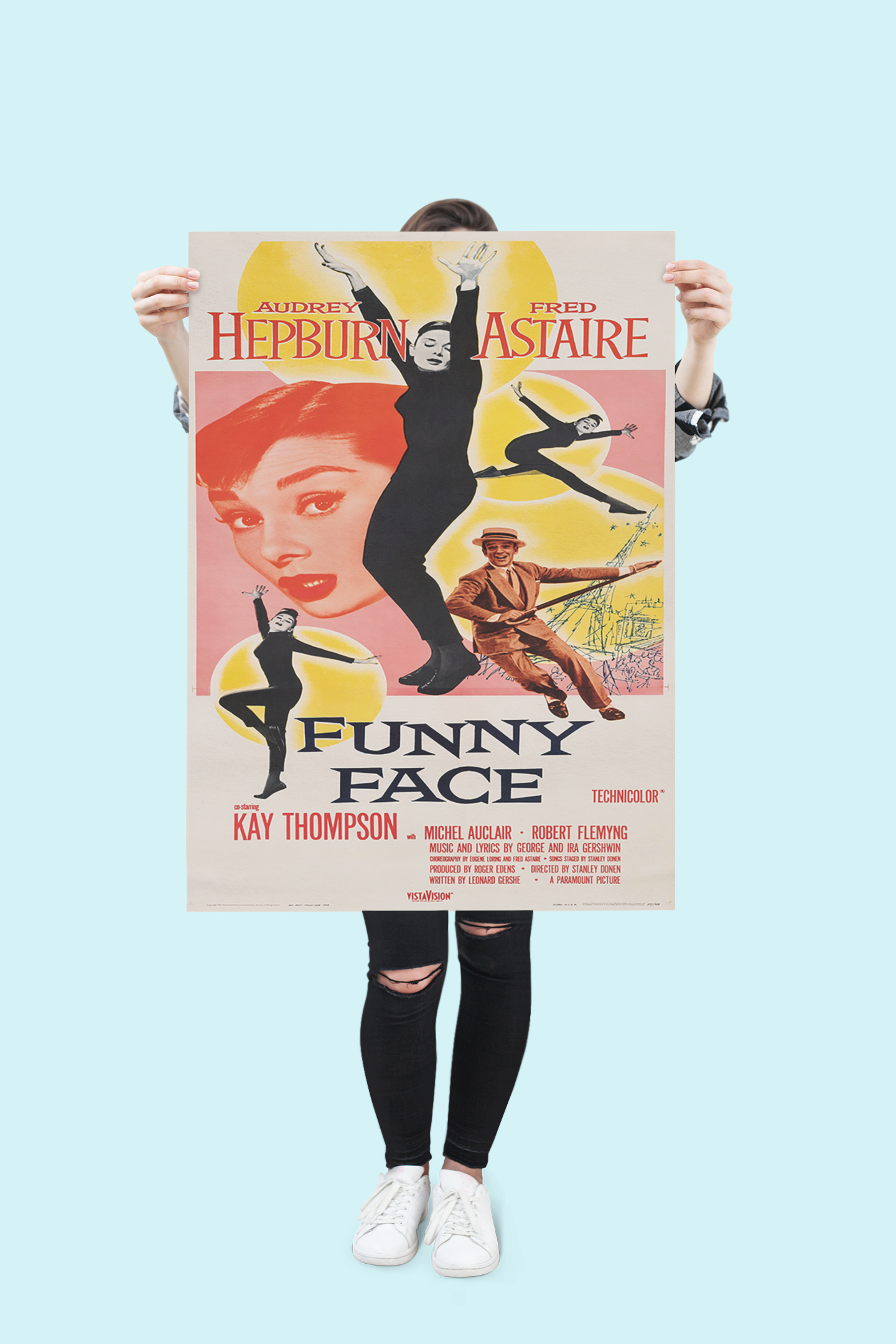 Funny Face 1957 Movie Poster with Audrey Hepburn & Fred Astaire Print Funny Face 1957 Movie Poster with Audrey Hepburn & Fred Astaire Print