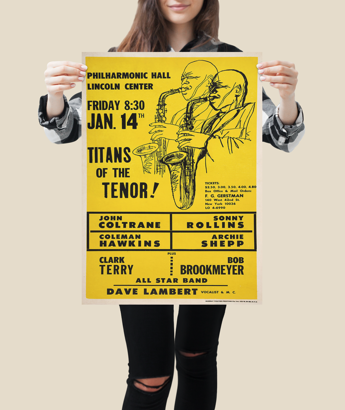 Historic Jazz Poster – Coltrane, Rollins, Shepp, Hawkins 1966 Performance Historic Jazz Poster – Coltrane, Rollins, Shepp, Hawkins 1966 Performance