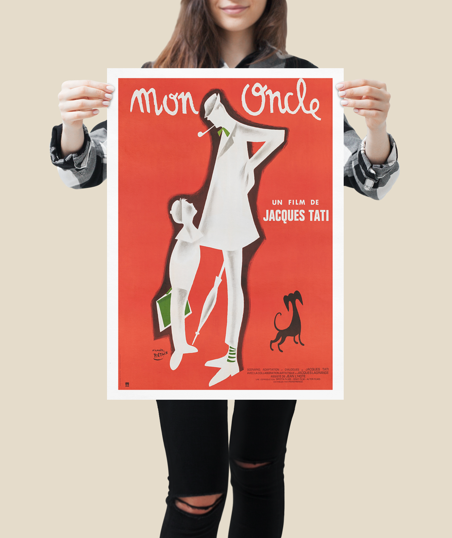 Vintage Jacques Tati Poster – Mon Oncle 1950s French Film Print Vintage Jacques Tati Poster – Mon Oncle 1950s French Film Print