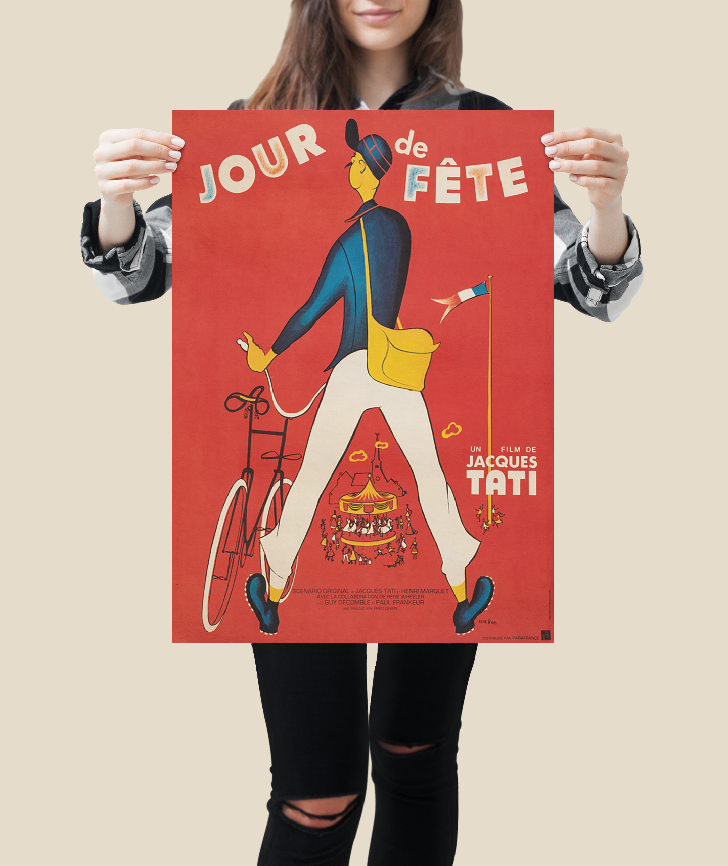 Jour de Fete 1949 - Jacques Tati French Movie Poster Jour de Fete 1949 - Jacques Tati French Movie Poster