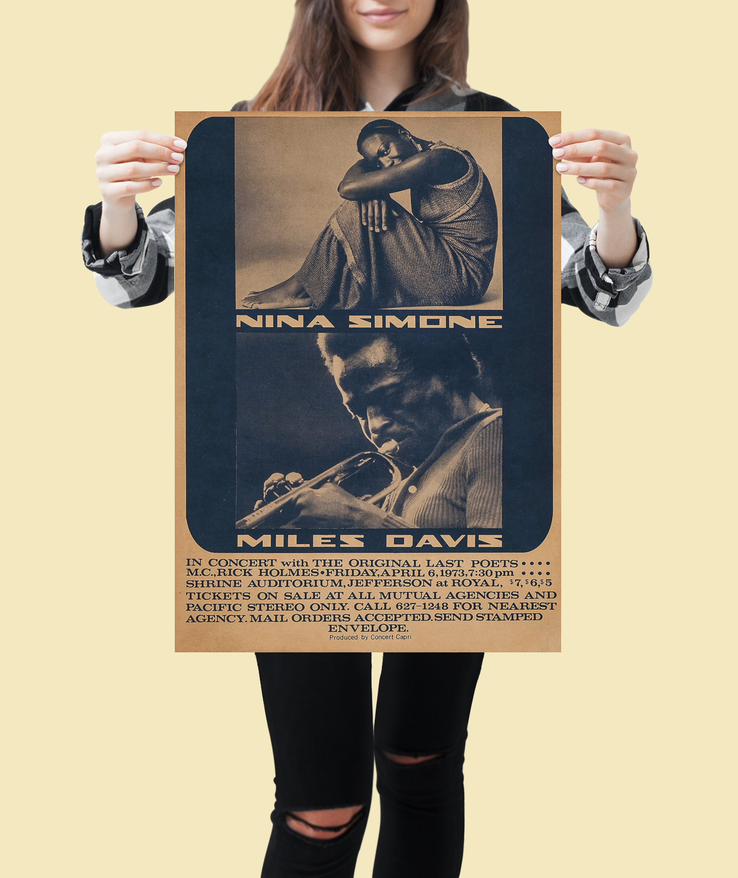 Nina Simone & Miles Davis in Concert with the Original Last Poets Concert Poster 1973 Nina Simone & Miles Davis in Concert with the Original Last Poets Concert Poster 1973