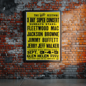 US Festival Concert Poster 1982 with Fleetwood Mac, Jackson Browne, Jimmy Buffet and Jerry Jeff Walker.