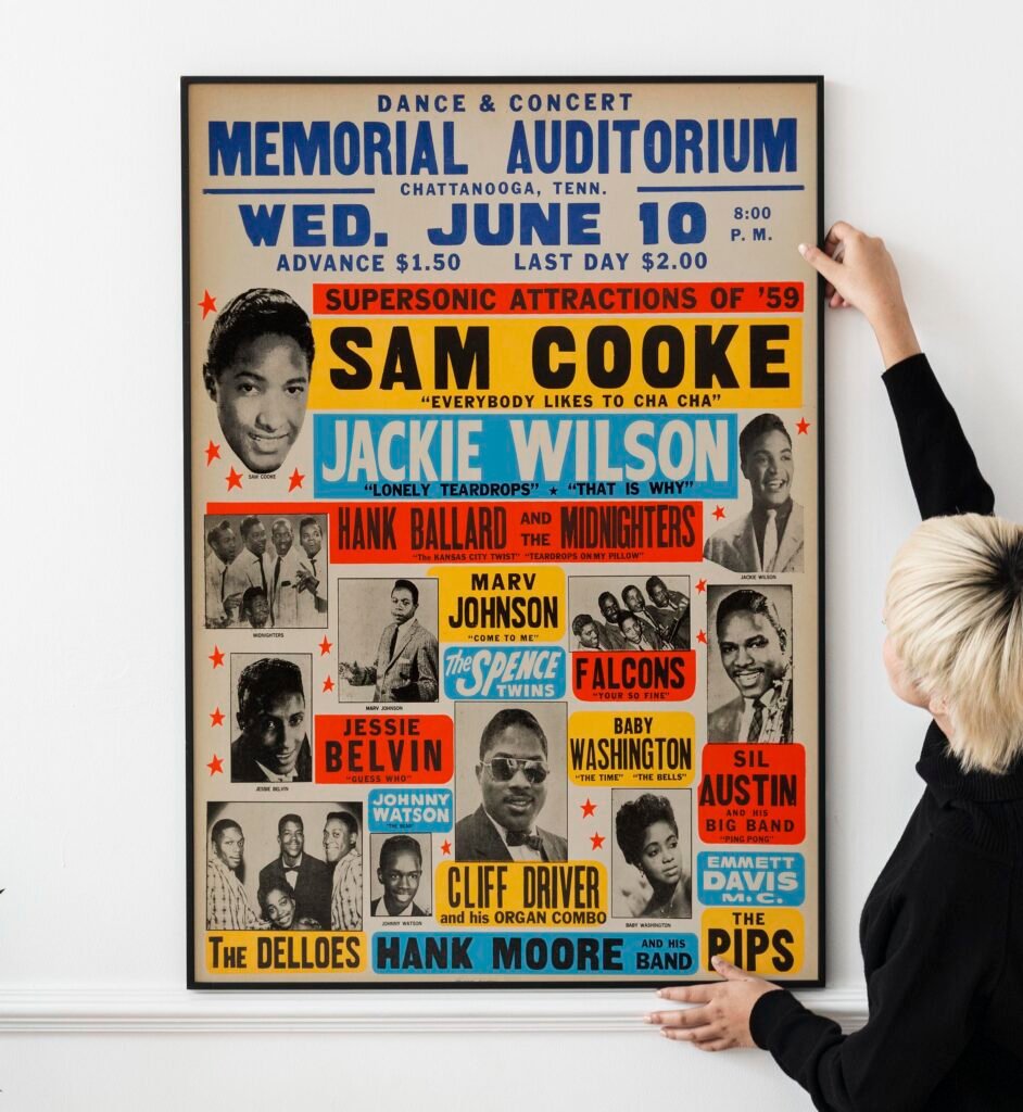 Rare 1959 R&B Concert Poster – Sam Cooke, Jackie Wilson, Classic