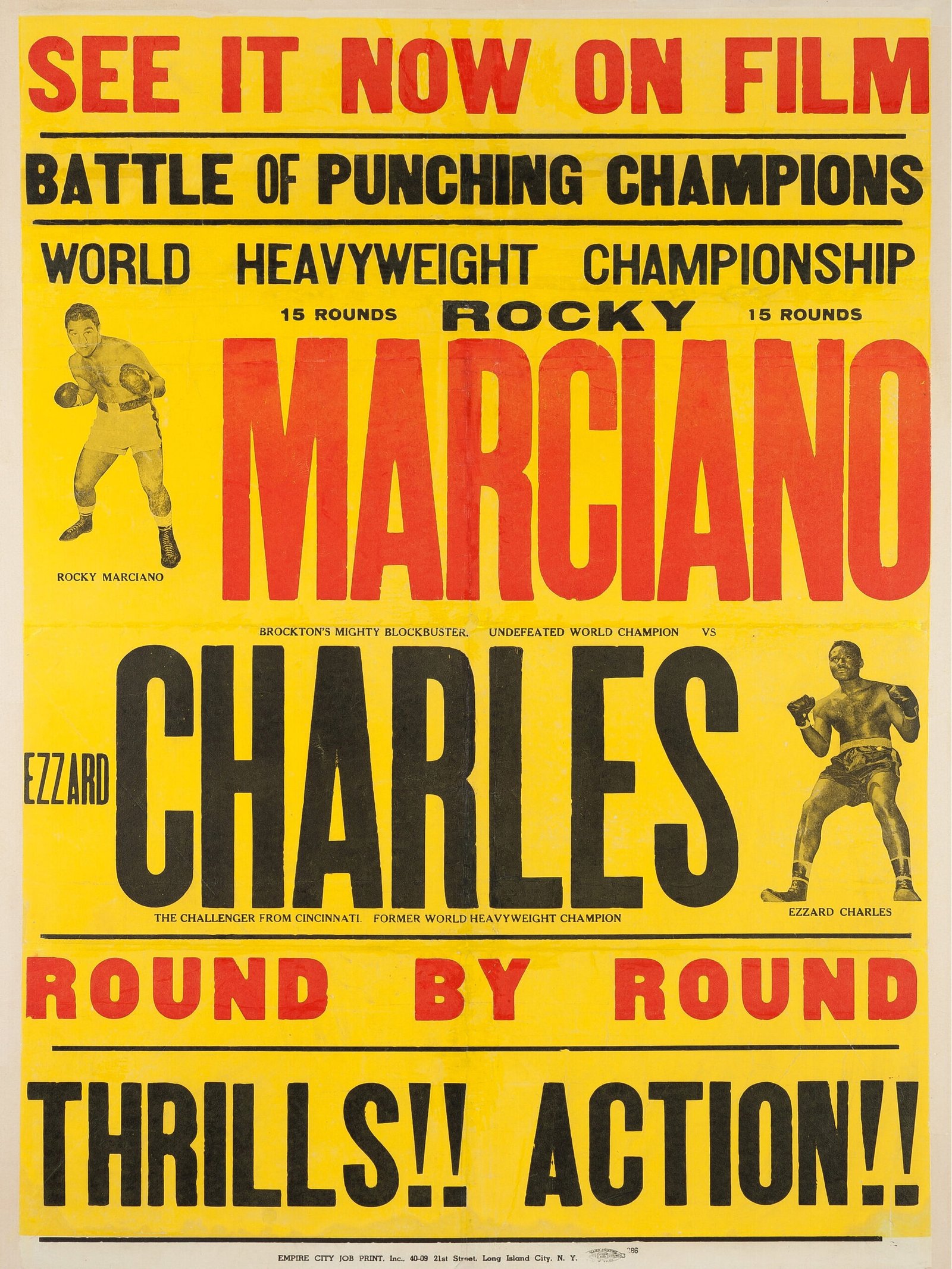 Classic 1950s Boxing Poster – Marciano vs Charles Heavyweight Title Fight Classic 1950s Boxing Poster – Marciano vs Charles Heavyweight Title Fight