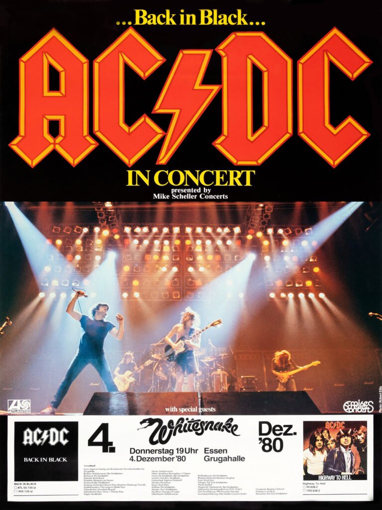 AC/DC Whitesnake 1980 Vintage Rock Concert Poster – pulpposter.com
