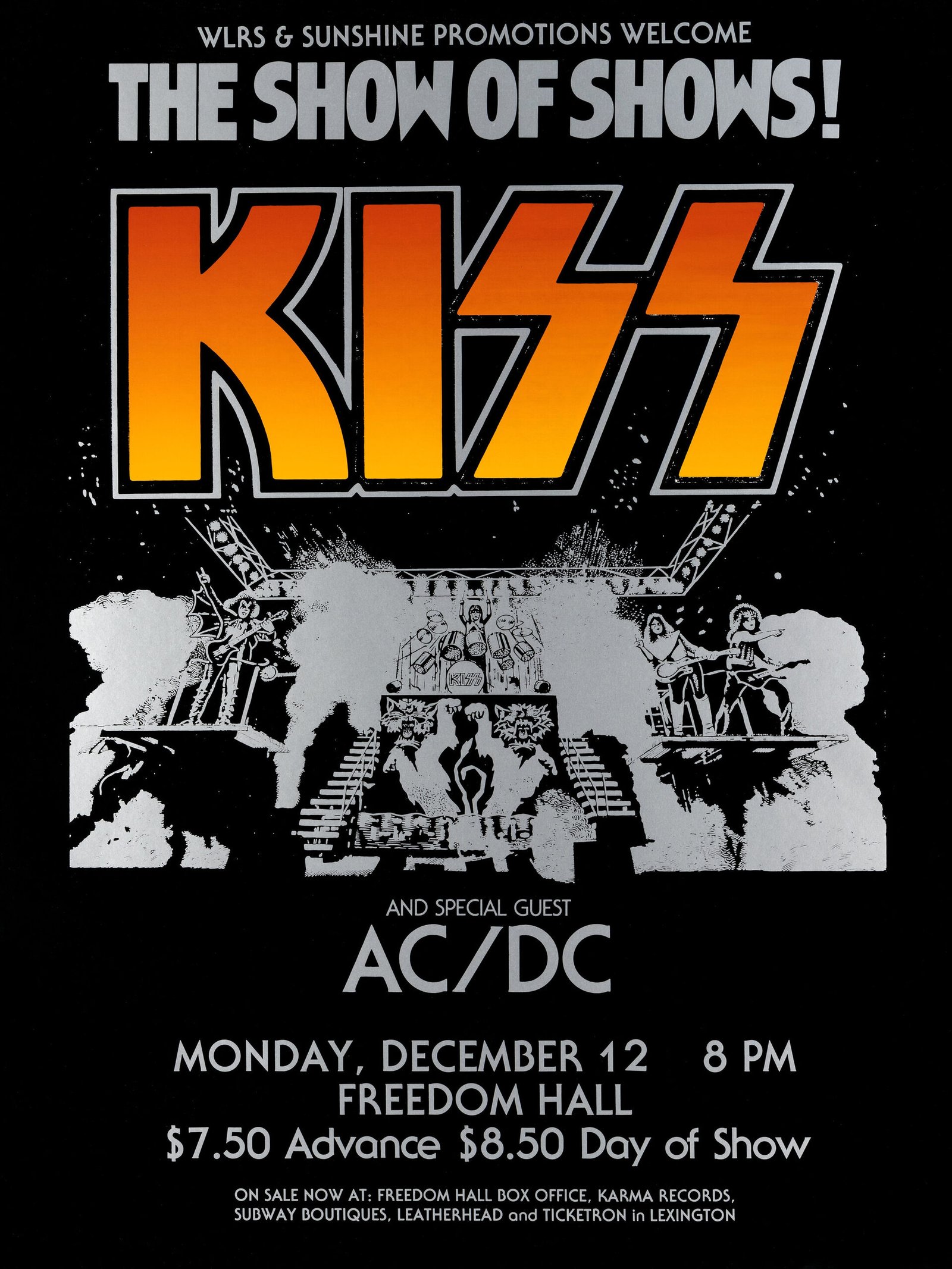 Vintage 1977 Rock Concert Poster – Kiss and AC/DC Classic Music Print Vintage 1977 Rock Concert Poster – Kiss and AC/DC Classic Music Print