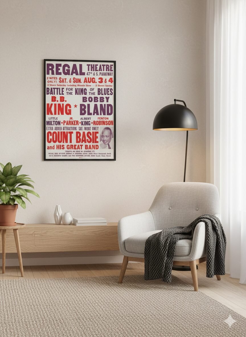 B.B. King Bobby Blue Bland Count Basie 1963 Vintage Jazz Blues Concert Poster B.B. King Bobby Blue Bland Count Basie 1963 Vintage Jazz Blues Concert Poster