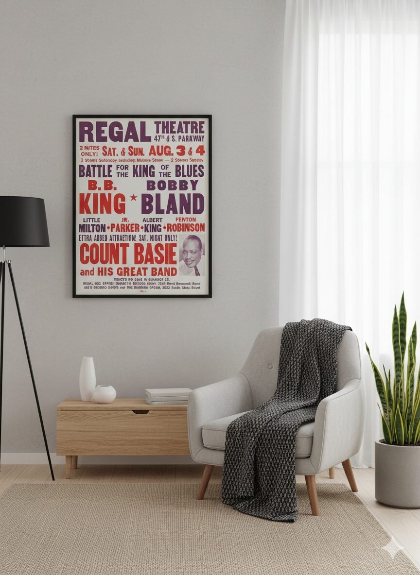 B.B. King Bobby Blue Bland Count Basie 1963 Vintage Jazz Blues Concert Poster B.B. King Bobby Blue Bland Count Basie 1963 Vintage Jazz Blues Concert Poster