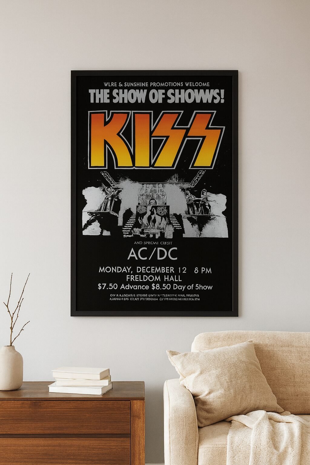 Vintage 1977 Rock Concert Poster – Kiss and AC/DC Classic Music Print Vintage 1977 Rock Concert Poster – Kiss and AC/DC Classic Music Print