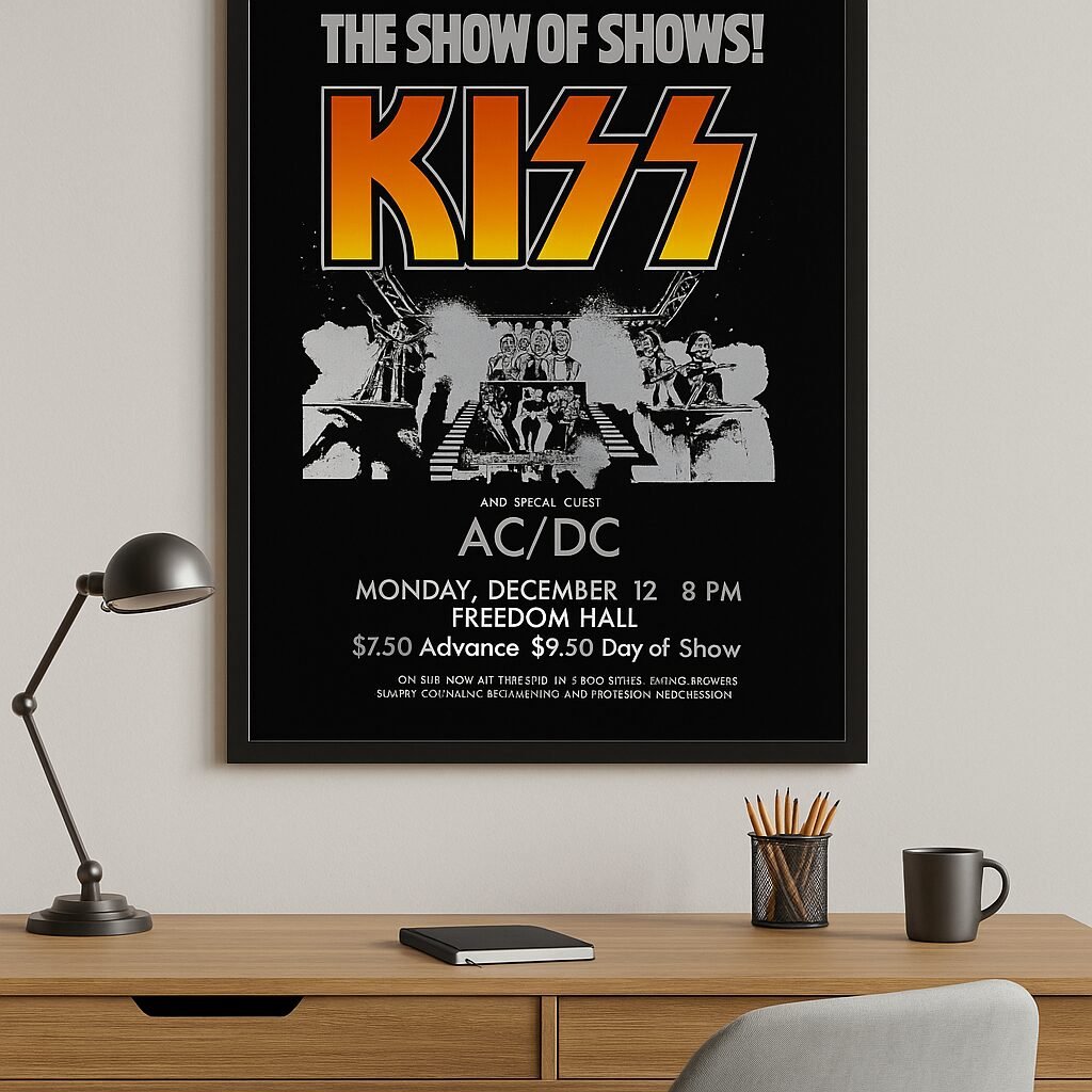 Vintage 1977 Rock Concert Poster – Kiss and AC/DC Classic Music Print Vintage 1977 Rock Concert Poster – Kiss and AC/DC Classic Music Print