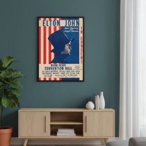 Elton John 1971 Concert Poster – Vintage Early 70s Classic Rock Music Print