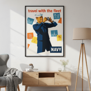 US Navy WWII Propaganda Poster – Classic 1940s War-Era Recruitment Print