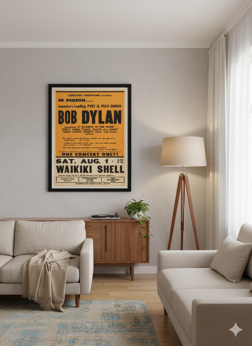 Bob Dylan 1964 Blowin’ in the Wind Vintage Folk Music Concert Poster Bob Dylan 1964 Blowin’ in the Wind Vintage Folk Music Concert Poster