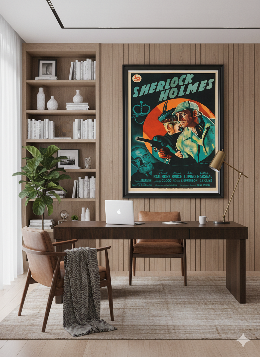 Sherlock Holmes 1939 Classic Film Poster – Basil Rathbone Vintage Detective Print Sherlock Holmes 1939 Classic Film Poster – Basil Rathbone Vintage Detective Print