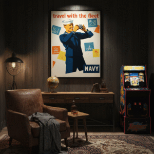 US Navy WWII Propaganda Poster – Classic 1940s War-Era Recruitment Print