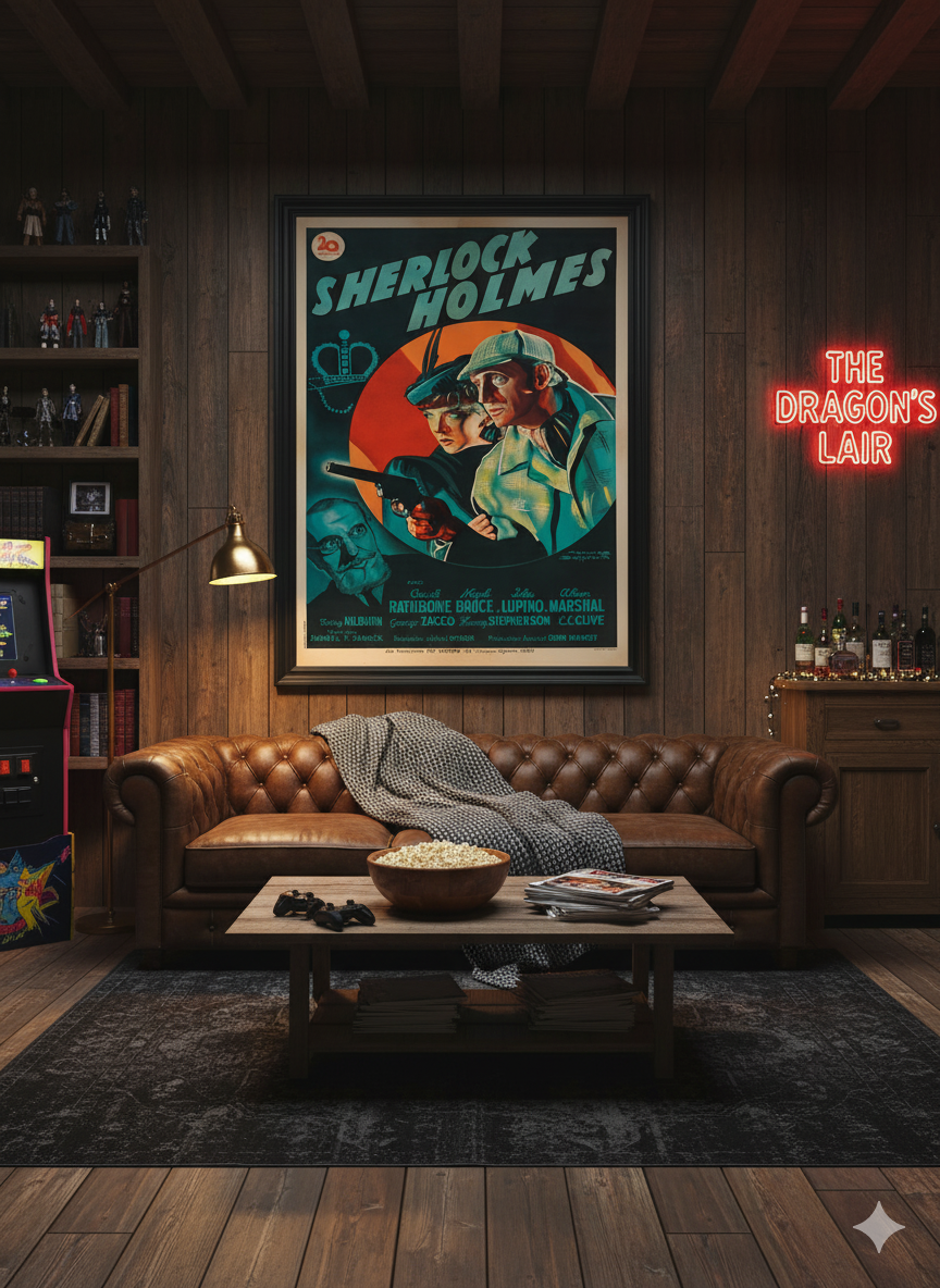 Sherlock Holmes 1939 Classic Film Poster – Basil Rathbone Vintage Detective Print Sherlock Holmes 1939 Classic Film Poster – Basil Rathbone Vintage Detective Print