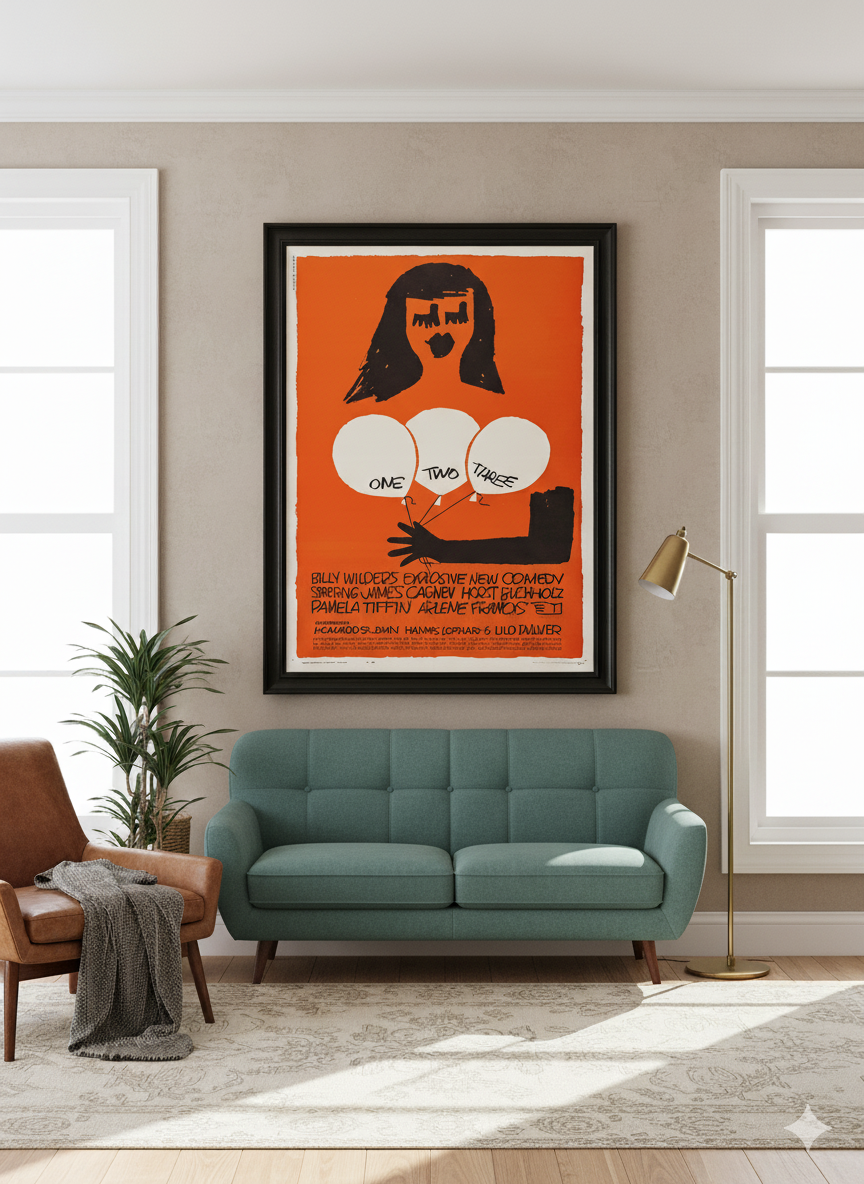 Saul Bass One, Two, Three 1962 Poster – Vintage Mid-Century Movie Print Saul Bass One, Two, Three 1962 Poster – Vintage Mid-Century Movie Print