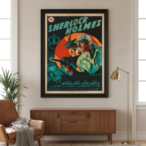 Sherlock Holmes 1939 Classic Film Poster – Basil Rathbone Vintage Detective Print