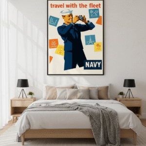 US Navy WWII Propaganda Poster – Classic 1940s War-Era Recruitment Print