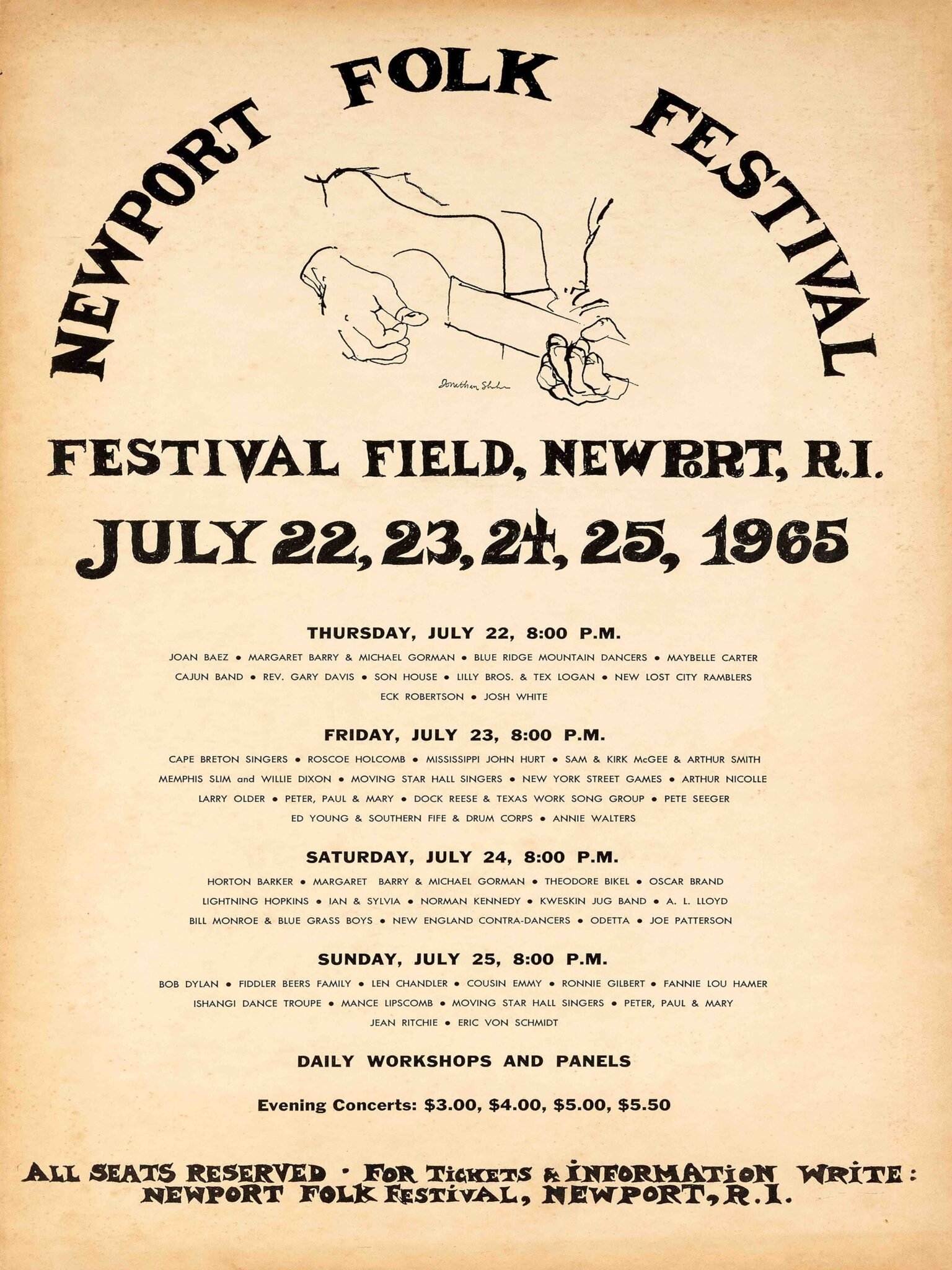 Bob Dylan Live 1965 Newport Festival Poster Bob Dylan Live 1965 Newport Festival Poster