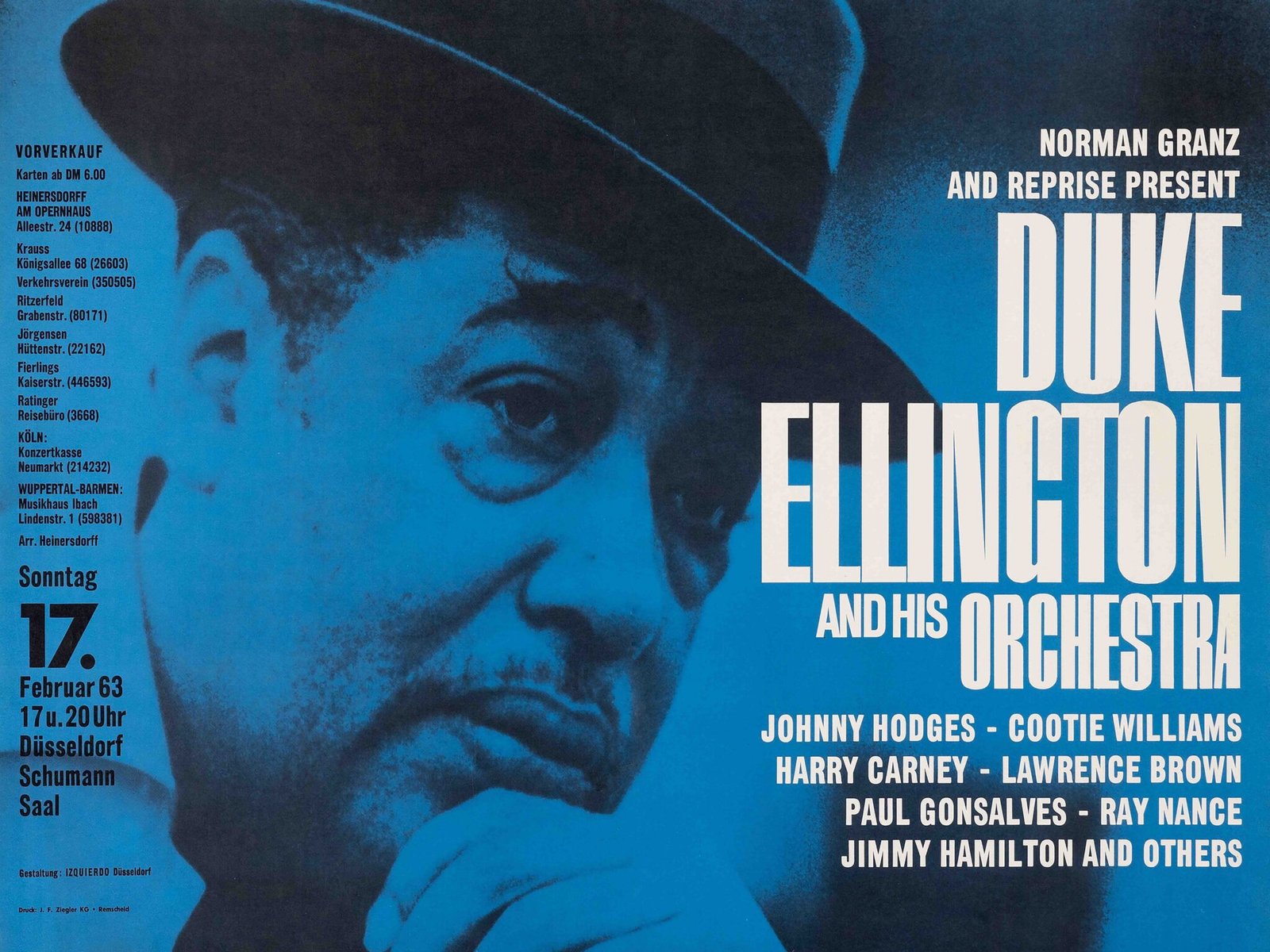 Duke Ellington 1963 Düsseldorf Concert Poster – Classic German Jazz Print Duke Ellington 1963 Düsseldorf Concert Poster – Classic German Jazz Print