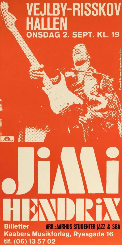 Jimi Hendrix Live 1970 Denmark Poster – Retro Psychedelic Rock