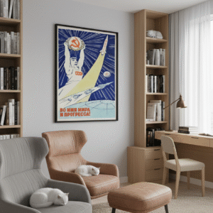 Soviet Propaganda 1961 Space Race Poster