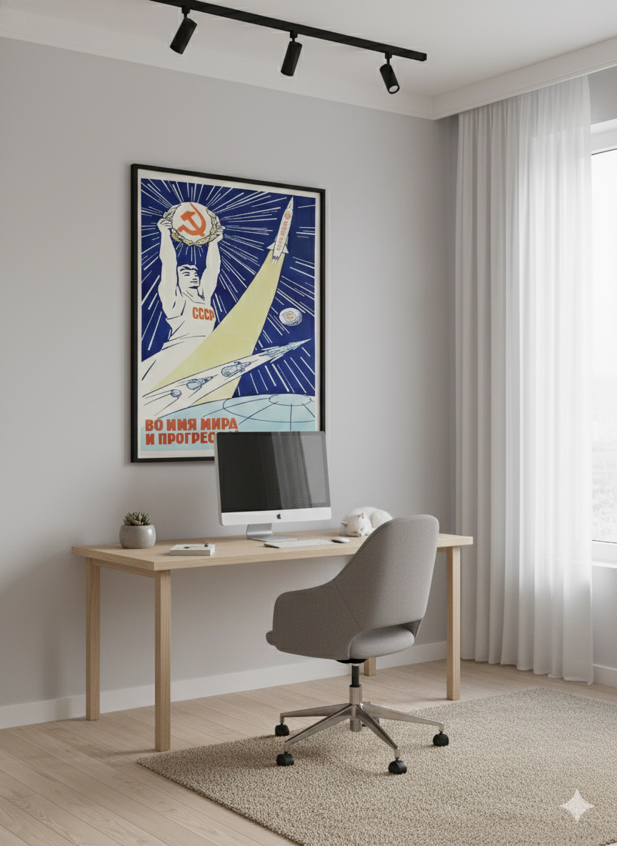 Soviet Propaganda 1961 Space Race Poster Soviet Propaganda 1961 Space Race Poster