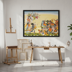 The Goddess Devi and Eight Mother Goddesses (Ashta Matrika) – Antique Indian Asian Religious Art Print