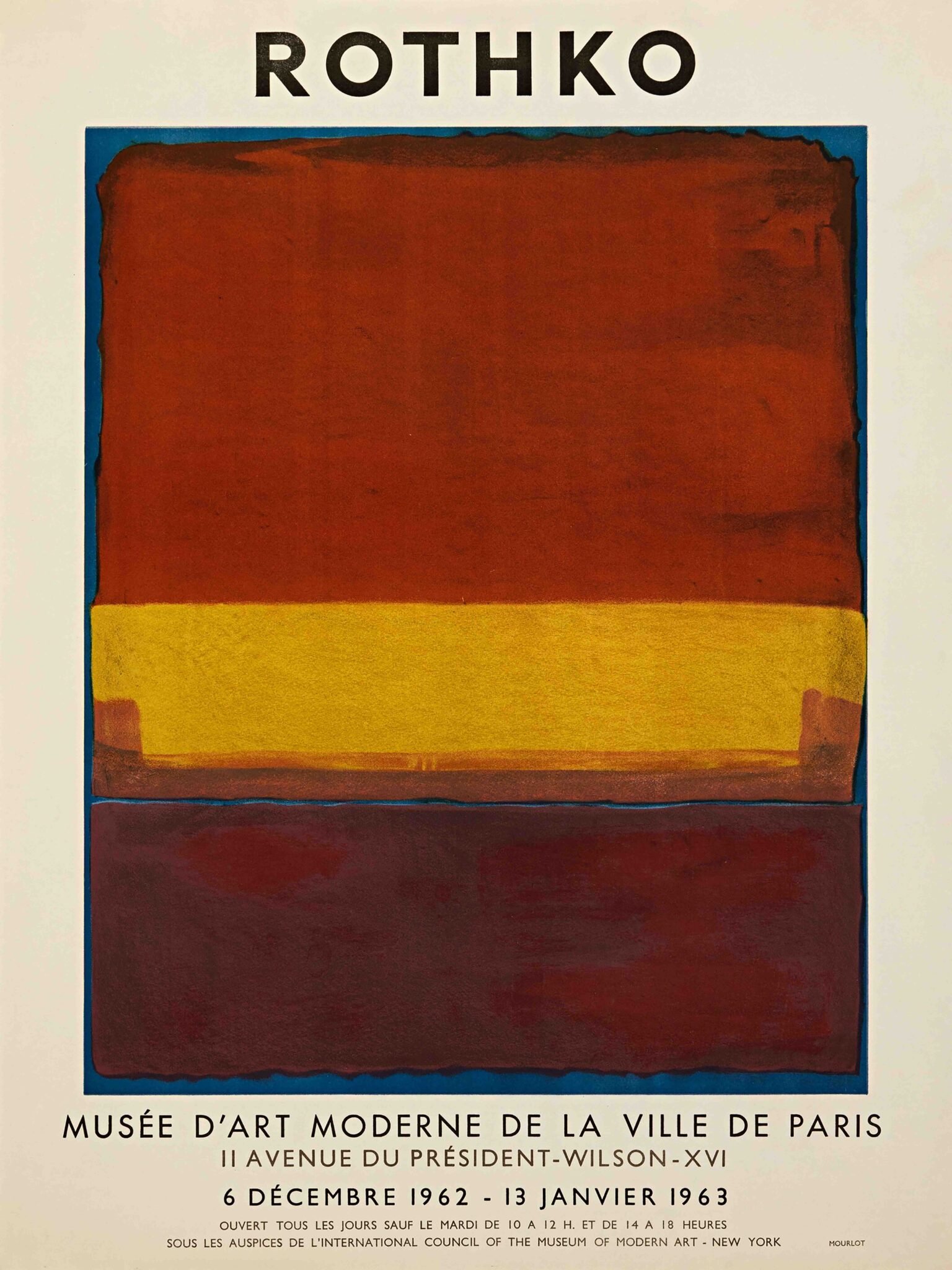 Mark Rothko Musée d'Art Moderne (Mourlot,1962) Exhibition Poster Mark Rothko Musée d'Art Moderne (Mourlot,1962) Exhibition Poster
