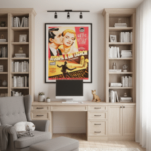 Spanish release poster for To Catch a Thief featuring Cary Grant and Grace Kelly in a glamorous Hitchcock crime thriller set in mid-century Europe.