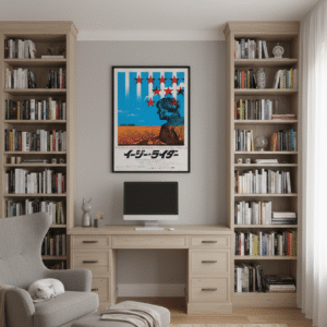 Japanese release poster for Easy Rider showing 1960s counterculture road movie imagery, featuring motorcycles, freedom themes, and New Hollywood cinema style