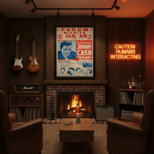 1961 concert poster featuring Johnny Cash with Flatt and Scruggs, showcasing classic American country and bluegrass live music heritage.