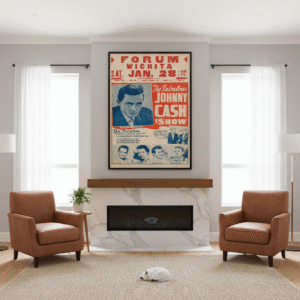 1961 concert poster featuring Johnny Cash with Flatt and Scruggs, showcasing classic American country and bluegrass live music heritage.