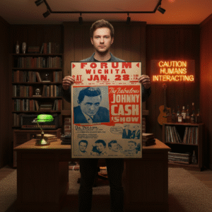 1961 concert poster featuring Johnny Cash with Flatt and Scruggs, showcasing classic American country and bluegrass live music heritage.