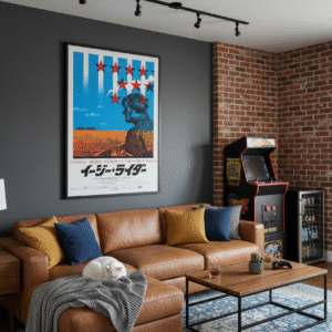 Japanese release poster for Easy Rider showing 1960s counterculture road movie imagery, featuring motorcycles, freedom themes, and New Hollywood cinema style