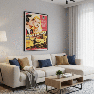 Spanish release poster for To Catch a Thief featuring Cary Grant and Grace Kelly in a glamorous Hitchcock crime thriller set in mid-century Europe.