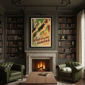 1933 Footlight Parade movie poster showcasing Pre-Code Hollywood musical spectacle with Busby Berkeley choreography and classic Warner Bros. style.