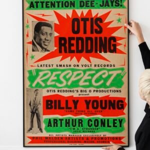 1965 Otis Redding promotional poster for the Respect era, featuring bold retro typography and classic Southern soul rhythm and blues styling.