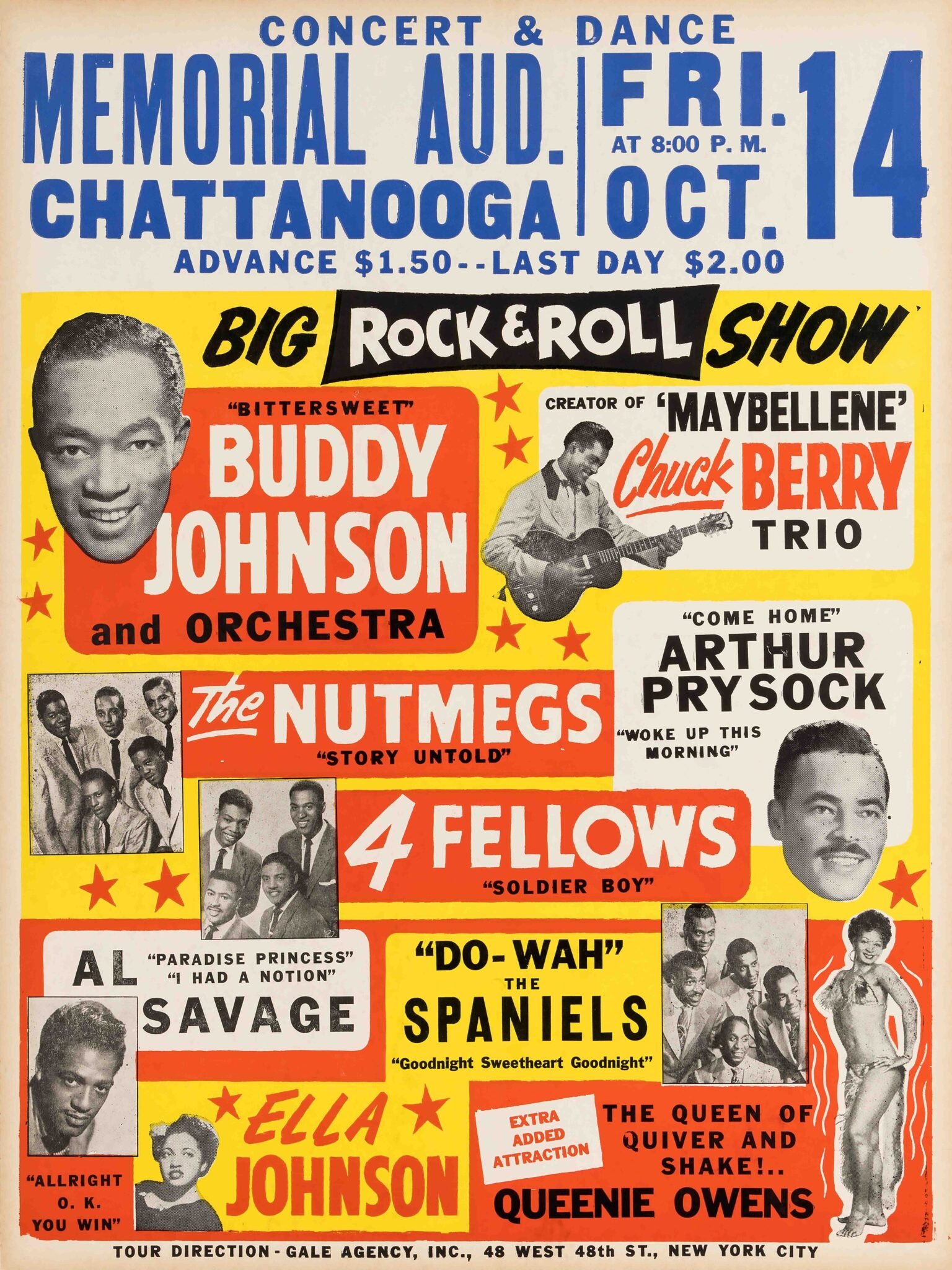 Chuck Berry 1955 Big Rock & Roll Show Rookie Concert Poster Chuck Berry 1955 Big Rock & Roll Show Rookie Concert Poster