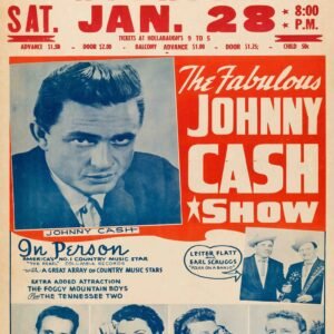 1961 concert poster featuring Johnny Cash with Flatt and Scruggs, showcasing classic American country and bluegrass live music heritage.
